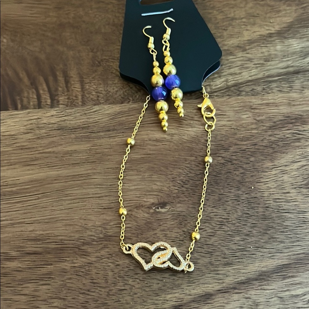 Gold and Purple Heart Jewelry Set